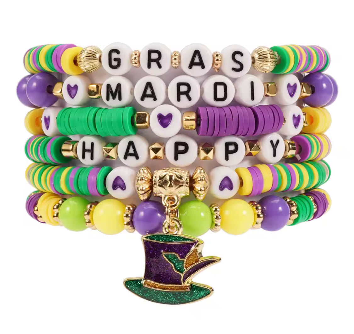 Mardi Gras Beaded Bracelet