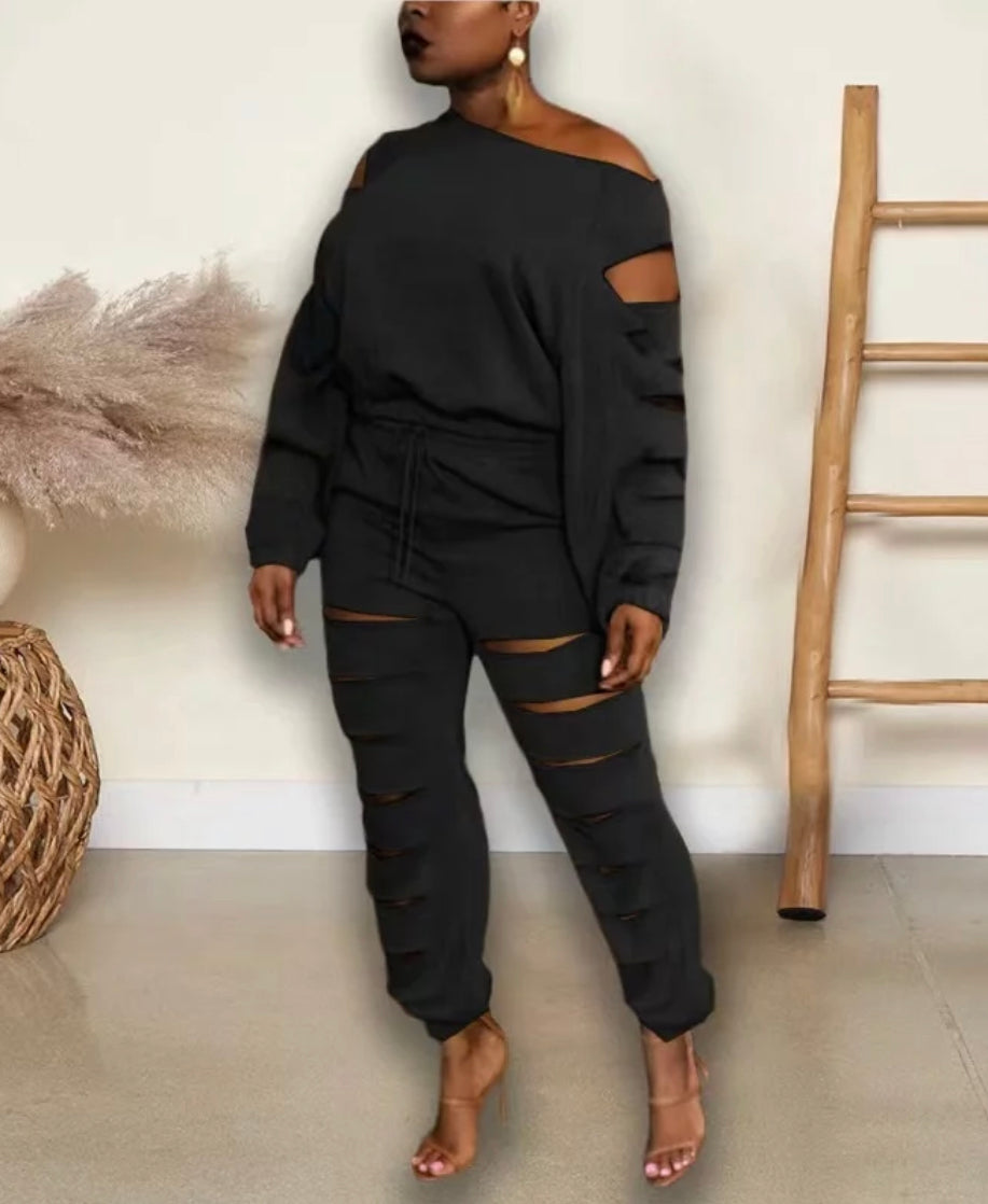 Hollow Out Jogging Suit