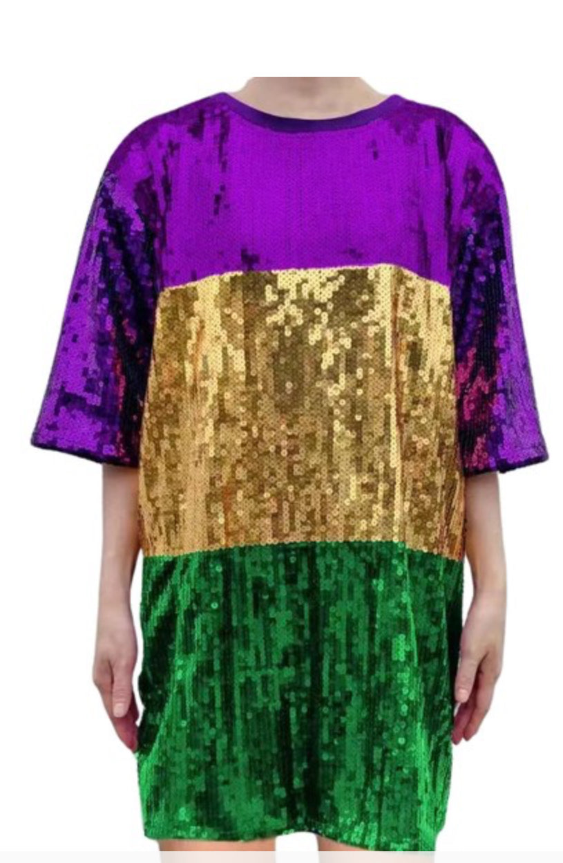 Sequin Mardi Gras Mini Dress/Top