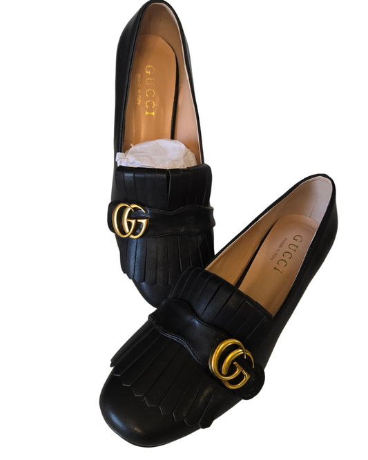 GG Black Leather Prestige Alternative Marmont Heal Pumps