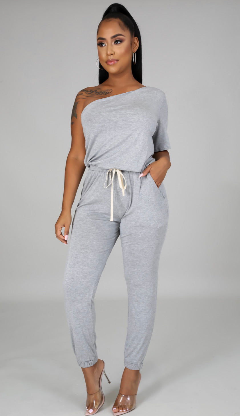 Shoulder Off Jumpsuit