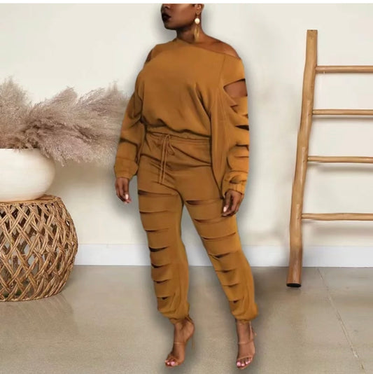Hollow Out Jogging Suit